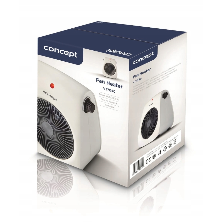 Concept vt7040 - Ventilador calefactor 1000/2000W/230V blanco