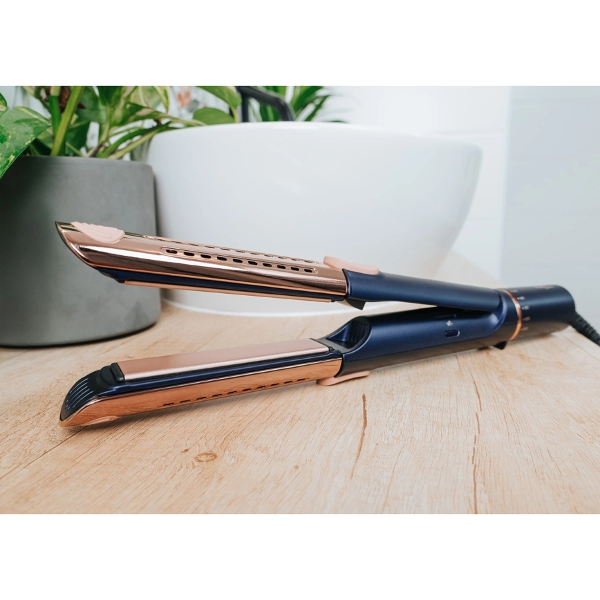 Concept VZ8100 - Plancha para el cabello PROFI CARE 60 W/230 V azul/dorado