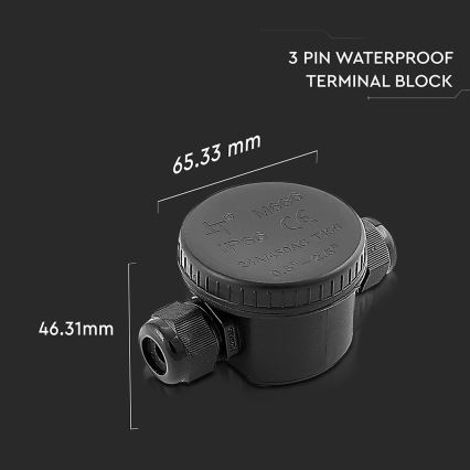 Conector de conexión impermeable IP66 negro