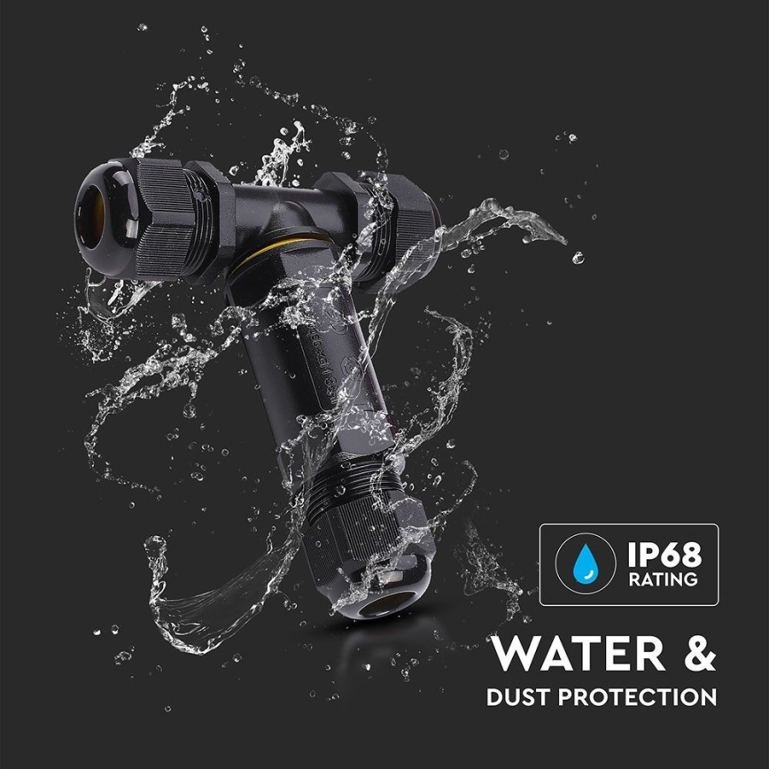 Conector de conexión impermeable IP68 negro