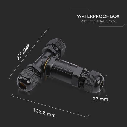 Conector de conexión impermeable IP68 negro