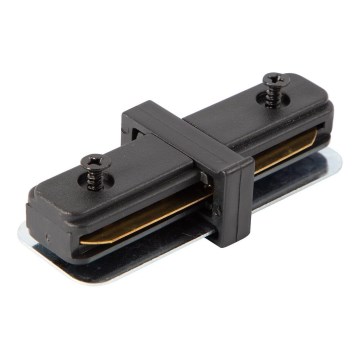 Conector para luces en sistema de rieles monofásico recto negro