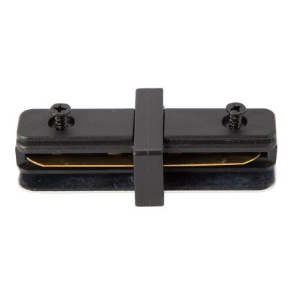 Conector para luces en sistema de rieles monofásico recto negro