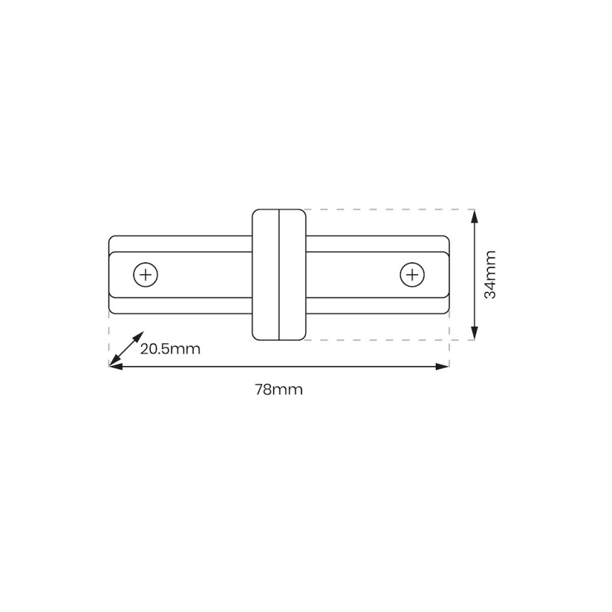 Conector para luces en sistema de rieles monofásico recto negro