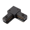 Conector para luces en sistema de rieles monofásico tipo L negro