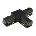 Conector para luces en sistema de rieles monofásico tipo T negro