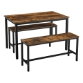 Conjunto Mesa de bar 110x70 cm + 2x bancos 97x30 cm TREVOR marrón/negro