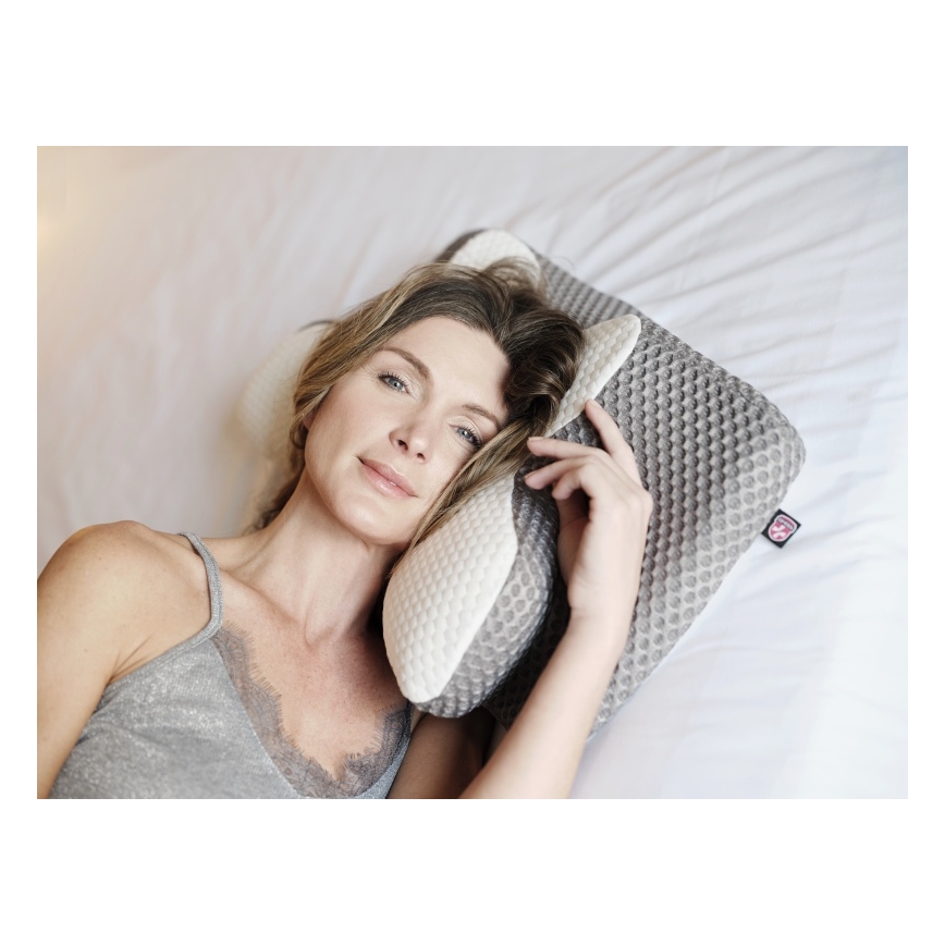 CONNECT IT CFH-6031-WH - Almohada anatómica Lyra blanca/gris
