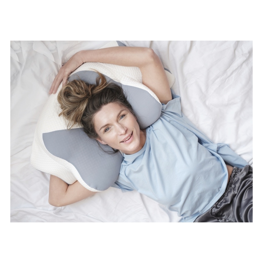 CONNECT IT CFH-6032-WH - Almohada anatómica Gemini blanca/gris