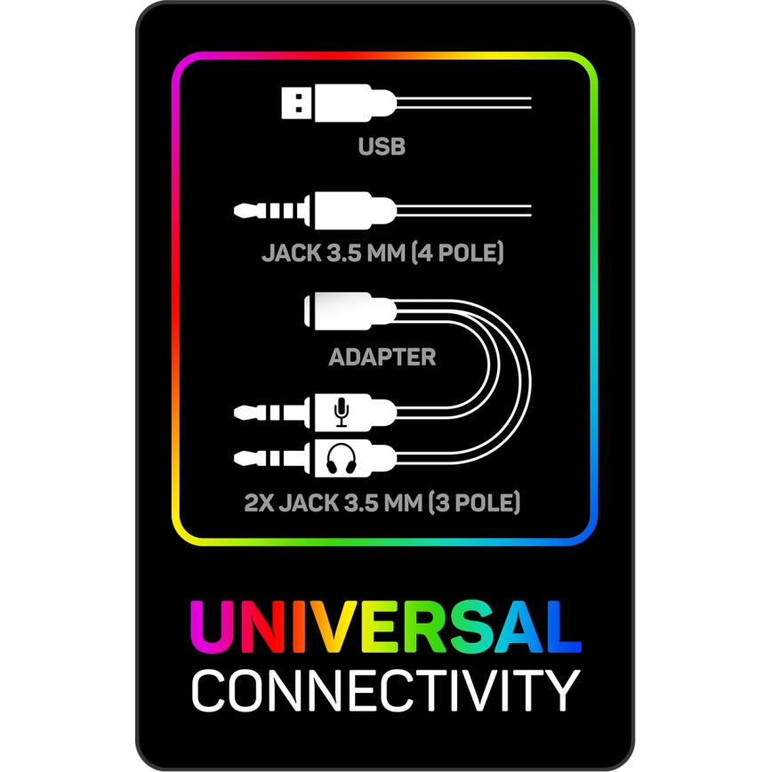 CONNECT IT CHP-3595-WH - LED RGB Auriculares gaming con cable con un micrófono blanco/negro