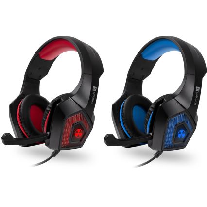 CONNECT IT CHP-5500-BL - LED Auriculares gaming con cable con un micrófono negro/azul
