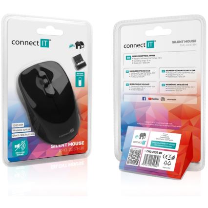 CONNECT IT CMO-2230-BK - Ratón inalámbrico silencioso MUTE 1200 DPI 1xAA negro