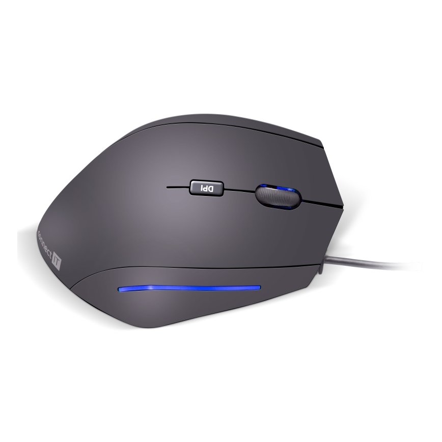 CONNECT IT CMO-2500-BK - Ratón ergonómico alámbrico Verti Wire 1000/1600 DPI negro