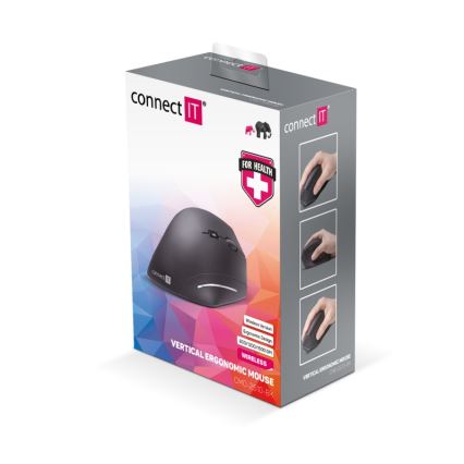 CONNECT IT CMO-2510-BK - Ratón inalámbrico ergonómico Verti Wireless 800/1200/1600 DPI 2x AAA negro