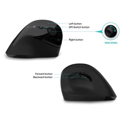 CONNECT IT CMO-2700-BK - Ratón ergonómico inalámbrico 800/1200/1600 DPI 1xAA negro