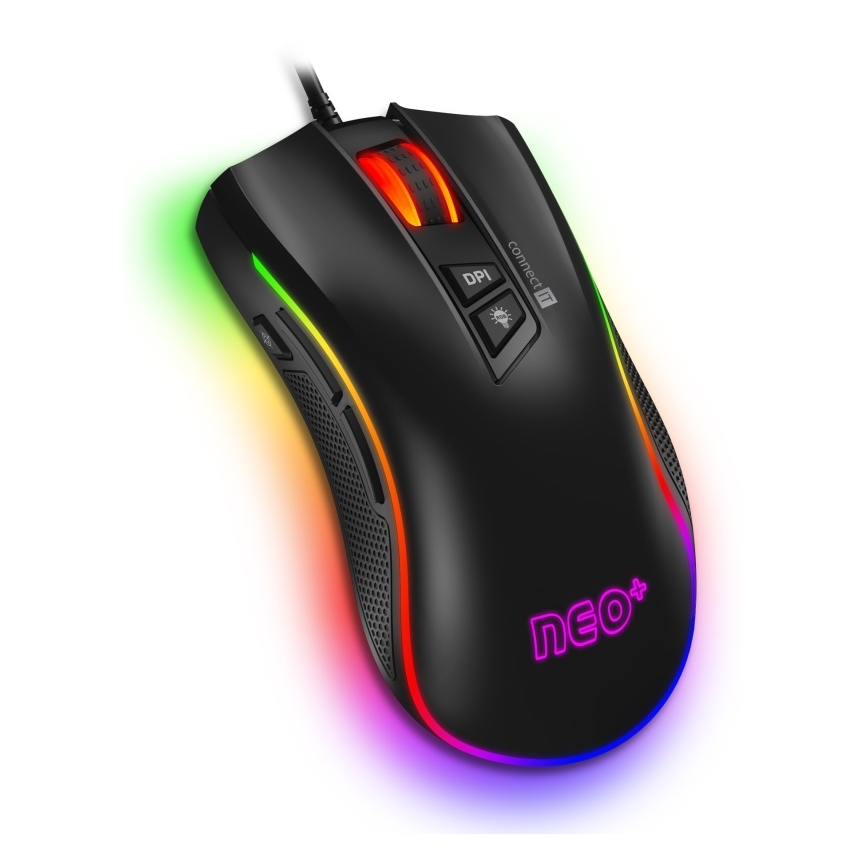 CONNECT IT CMO-3591-BK - Ratón gaming con cable LED RGB 500-7200 DPI negro