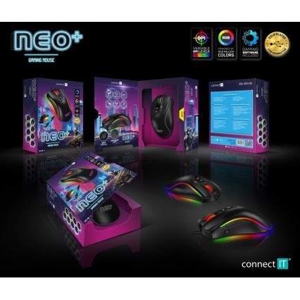 CONNECT IT CMO-3591-BK - Ratón gaming con cable LED RGB 500-7200 DPI negro