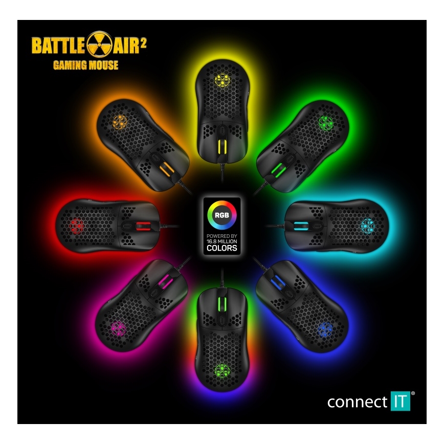 CONNECT IT CMO-5511-BK - Ratón gaming con cable LED RGB 200-12800 DPI negro