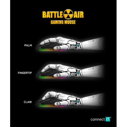 CONNECT IT CMO-5511-BK - Ratón gaming con cable LED RGB 200-12800 DPI negro