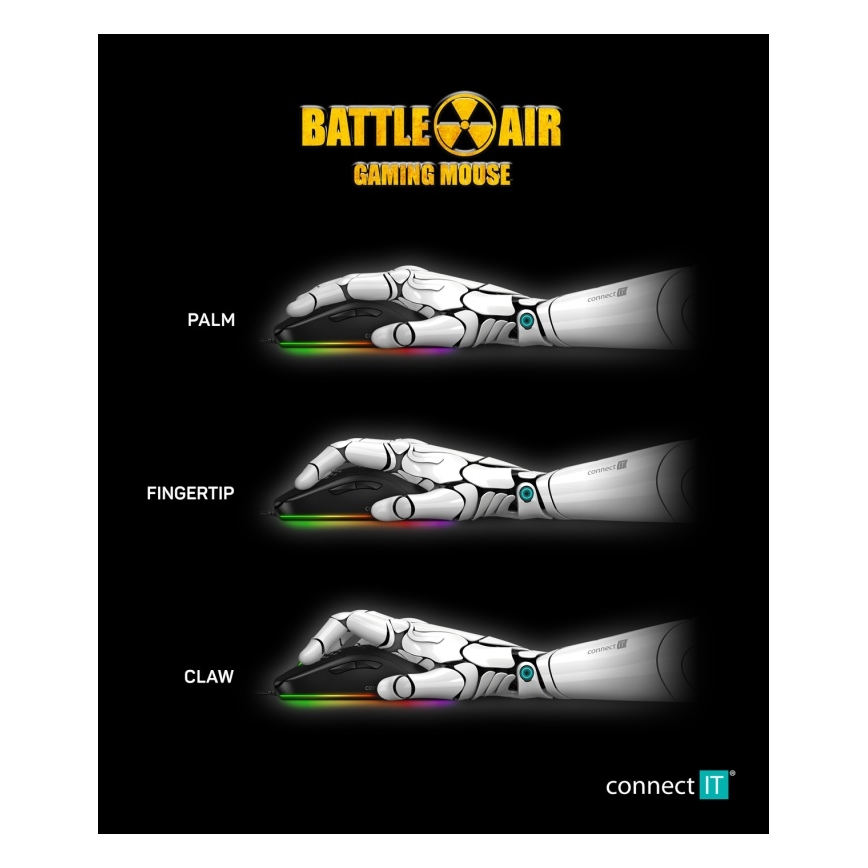 CONNECT IT CMO-5511-BK - Ratón gaming con cable LED RGB 200-12800 DPI negro