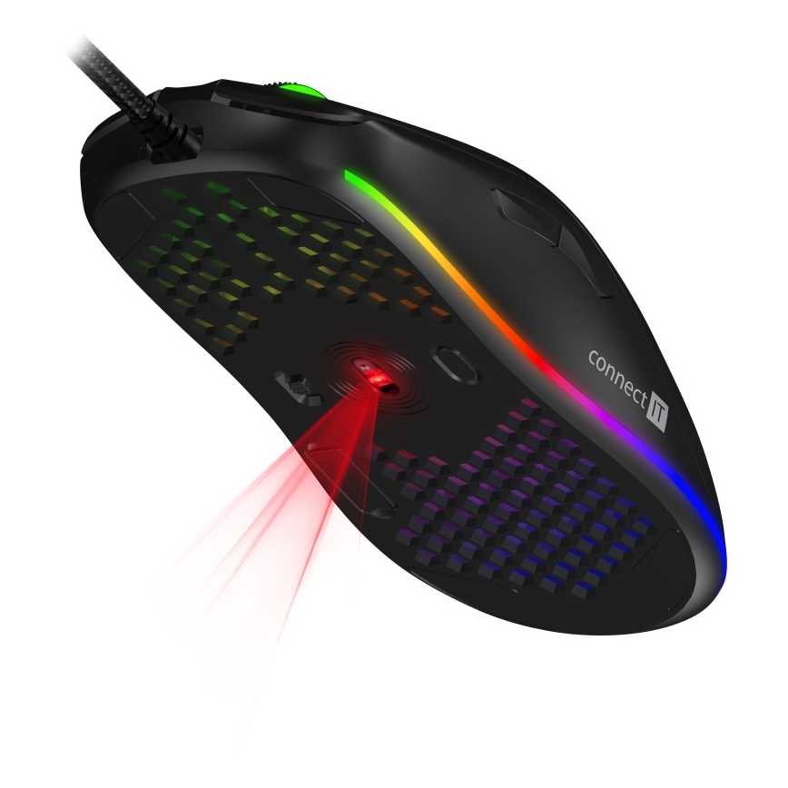 CONNECT IT CMO-5511-BK - Ratón gaming con cable LED RGB 200-12800 DPI negro