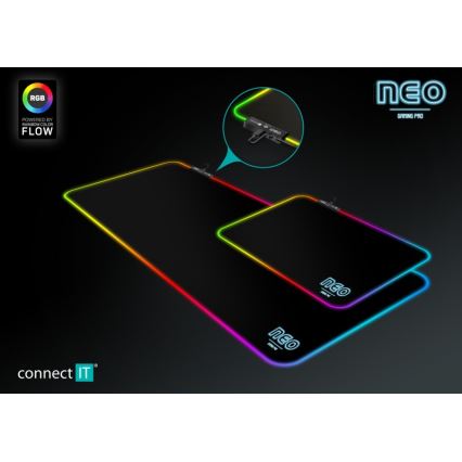 CONNECT IT CMP-3100-SM - Alfombrilla de juego LED RGB para ratón 32x24,5 cm negra