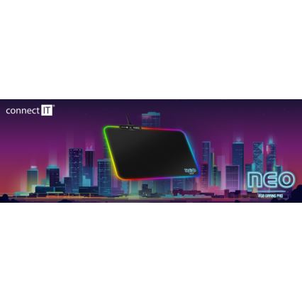 CONNECT IT CMP-3100-SM - Alfombrilla de juego LED RGB para ratón 32x24,5 cm negra