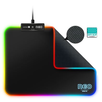 CONNECT IT CMP-3100-SM - Alfombrilla de juego LED RGB para ratón 32x24,5 cm negra