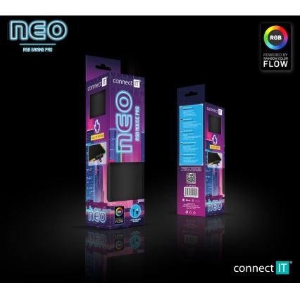 CONNECT IT CMP-3100-SM - Alfombrilla de juego LED RGB para ratón 32x24,5 cm negra