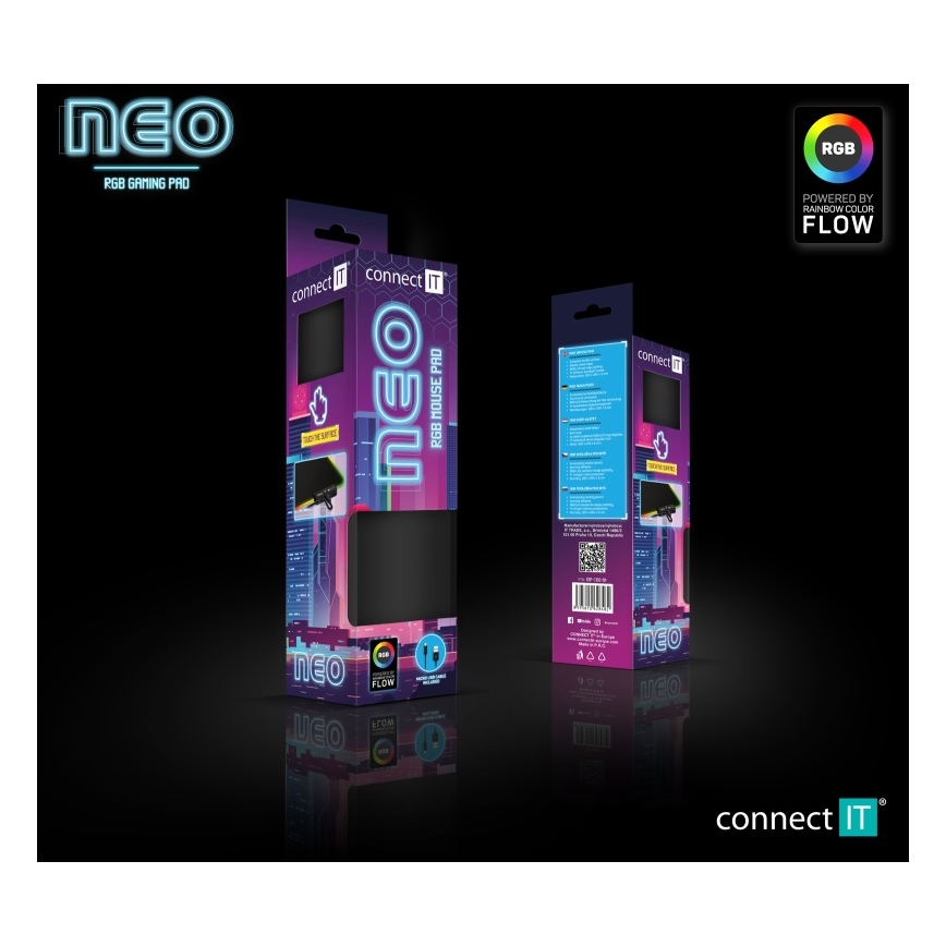 CONNECT IT CMP-3100-SM - Alfombrilla de juego LED RGB para ratón 32x24,5 cm negra