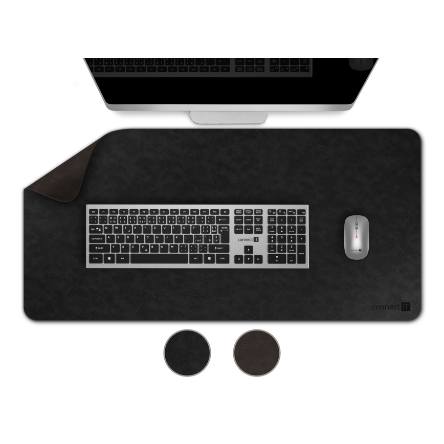 CONNECT IT CMP-4030-LG - Alfombrilla reversible para teclado y ratón 90x40 cm negra/marrón
