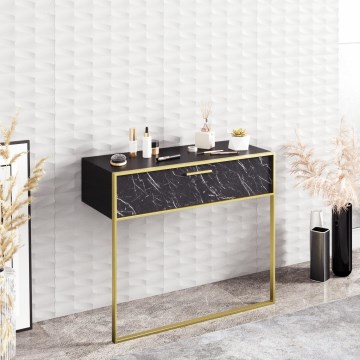 Consola de pared POLKA 76,8x90 cm dorada/negra