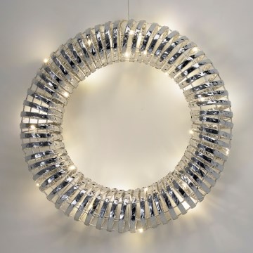 Corona navideña LED 30xLED/3xAA Ø 40 cm, blanco cálido, plateada