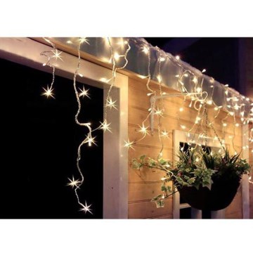Cortina LED para exteriores, 360 LEDs, 8 funciones, 15 m, IP44, blanco cálido