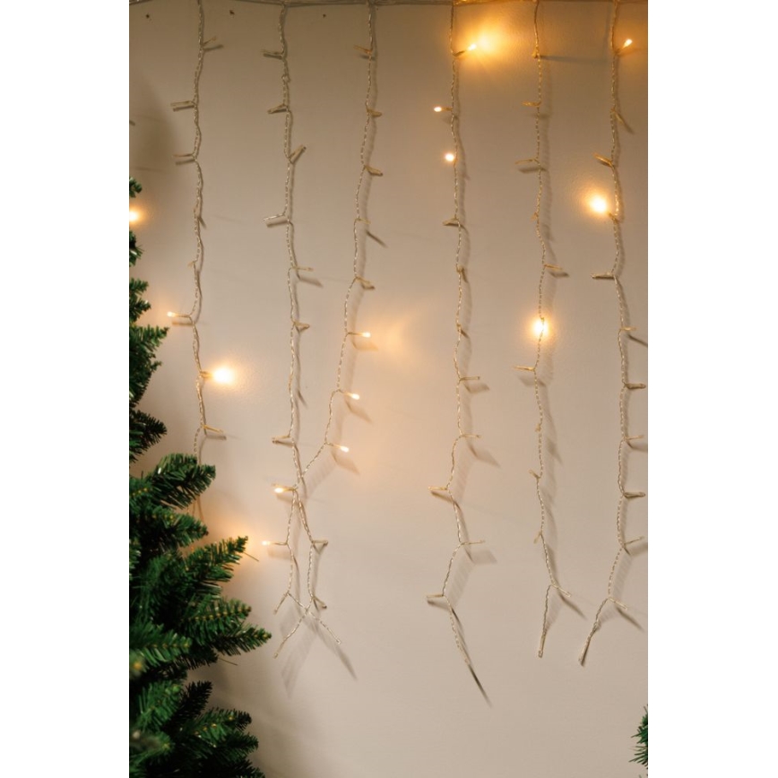 Cortina LED regulable para exteriores CURTAIN 360xLED/8,4W/230V 2x2 m IP44 blanco cálido + control remoto