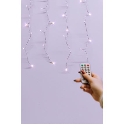 Cortina LED regulable para exteriores CURTAIN 360xLED/8,4W/230V 2x2 m IP44 blanco cálido + control remoto