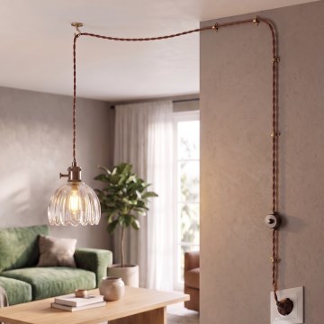 Cottex - Lámpara colgante con cable para enchufe NORA 1xE14/5W/230V transparente