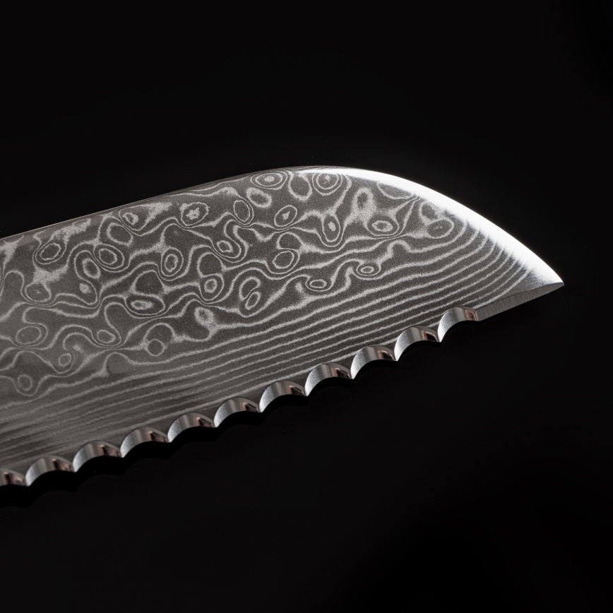 Gudaro - Cuchillo de pan de cocina Damasco KENSHO 8, 67 capas de acero, longitud 20 cm