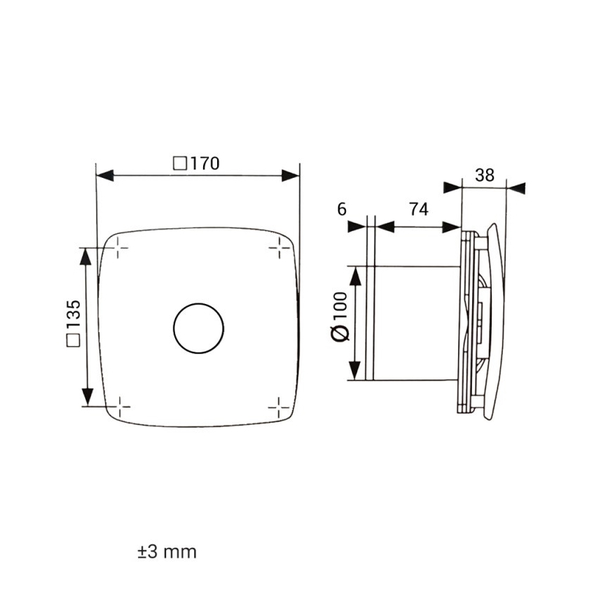 Dalap 41093zw - Ventilador axial con temporizador 100 ONYX ZW 14W/230V