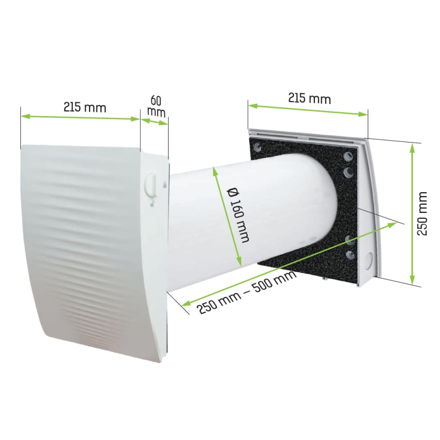Dalap 55561 - Juego de 2 recuperadores de aire para habitación ZEPHIR SIMPLE DOUBLE 7,61W/230V