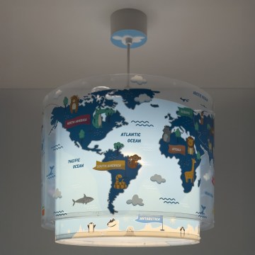 Dalber 40672 - Lámpara infantil de techo WORLD 1xE27/15W/230V azul