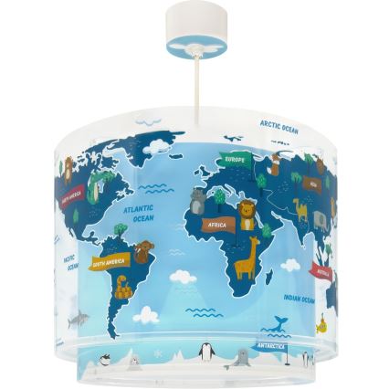 Dalber 40672 - Lámpara infantil de techo WORLD 1xE27/15W/230V azul