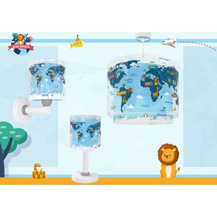 Dalber 40672 - Lámpara infantil de techo WORLD 1xE27/15W/230V azul