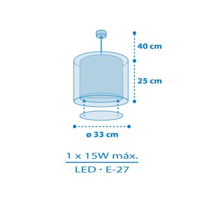 Dalber 40672 - Lámpara infantil de techo WORLD 1xE27/15W/230V azul