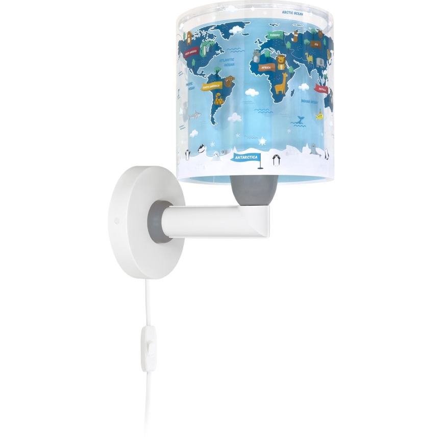 Dalber 40679 - Lámpara de pared infantil WORLD 1xE27/15W/230V azul