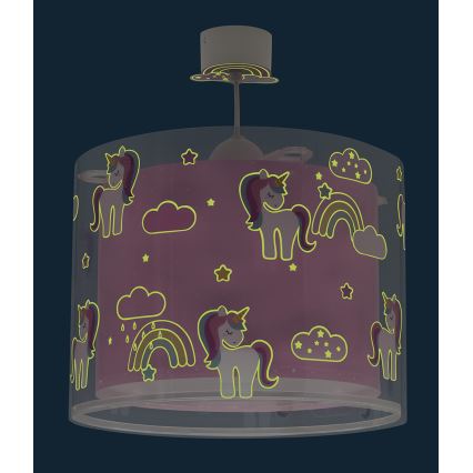 Dalber 41592 - Lámpara colgante infantil UNICORNS 1xE27/60W/230V