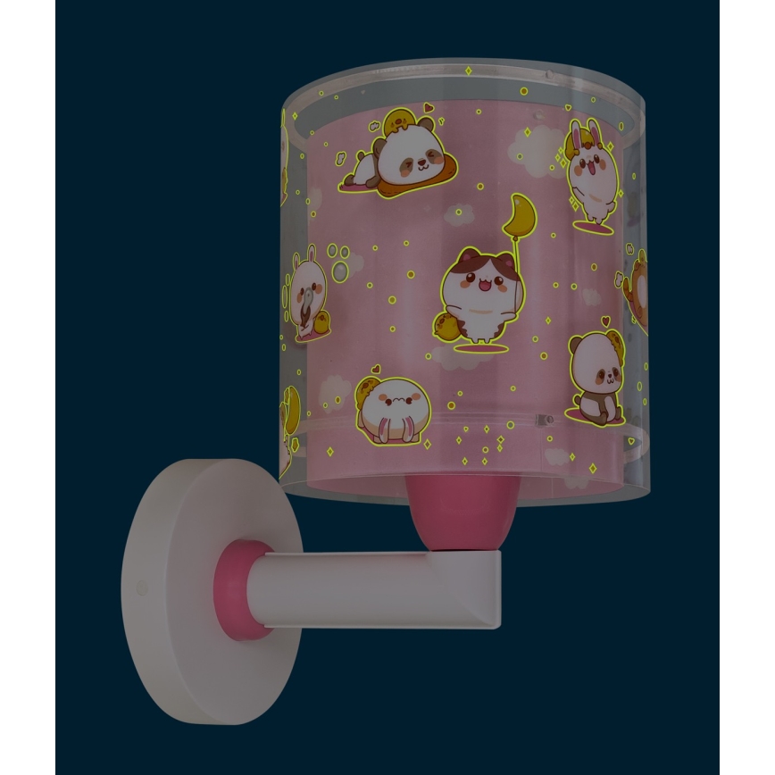 Dalber 41769S - Lámpara de pared infantil KAWAII FRIENDS 1xE27/15W/230V rosa