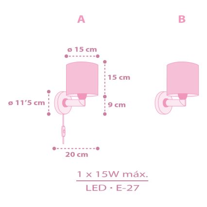 Dalber 42499 - Aplique de pared infantil FAIRY DREAMS 1xE27/15W/230V