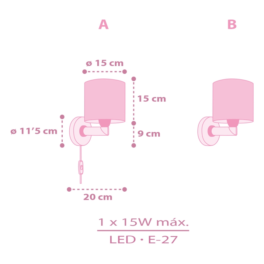 Dalber 42499 - Aplique de pared infantil FAIRY DREAMS 1xE27/15W/230V