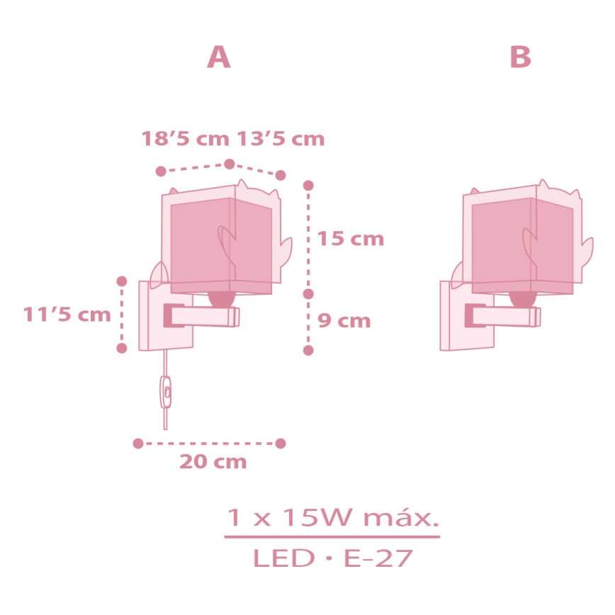 Dalber 64489 - Lámpara de pared infantil LITTLE FRIENDS 1xE27/15W/230V